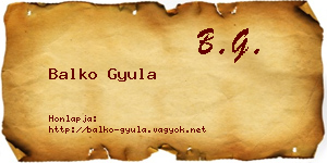 Balko Gyula névjegykártya